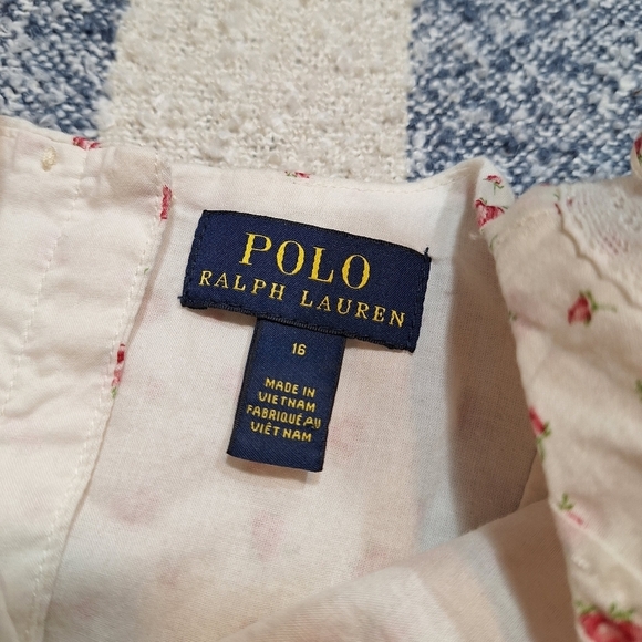 Polo Ralph Lauren Rose print sleeveless dress with ruffles sleeves size 16 - Picture 8 of 9